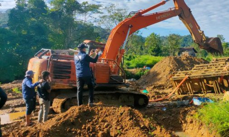 Polisi kembali Hentikan Aktivitas Tambang Ilegal, Satu Unit Ekskavator Ikut Diamankan