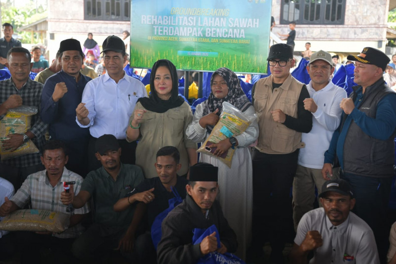 Wagub Aceh Dampingi Mentan, Rehabilitasi Sawah Pascabencana di Aceh Utara Dimulai