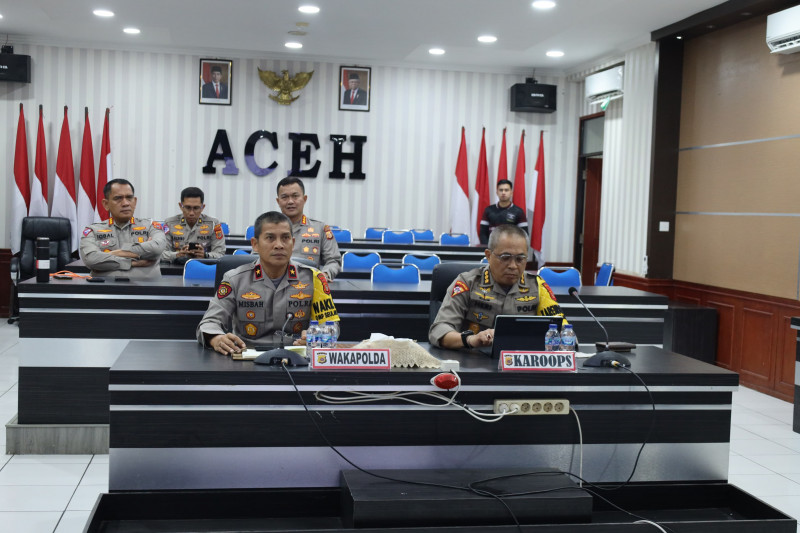 Bahas Menyukseskan PON XXI Aceh-Sumut, Wakapolda Aceh Mengikuti Rakor Virtual Dengan Mendagri