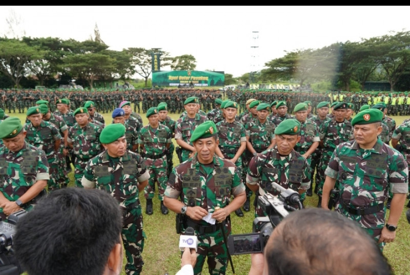 Pangdam Iskandar muda mengikuti apel gelar kesiapan PAM pemilu 2024 TNI ad TA.2023 tersebar secara virtual dengan kasad