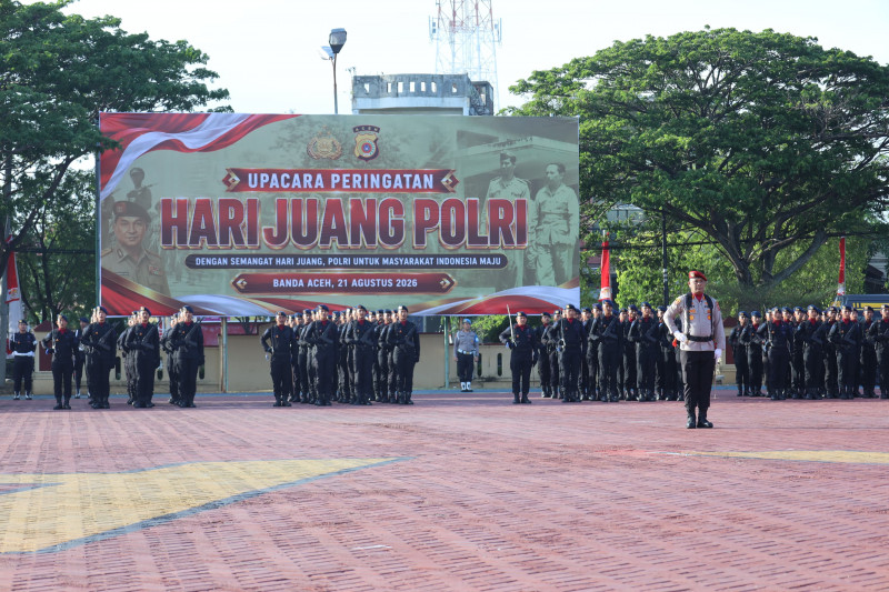 Kapolda Aceh Bacakan Proklamasi Polisi, Peringatan Hari Juang Polri Dimeriahkan Lomba Devile Antar-Satker