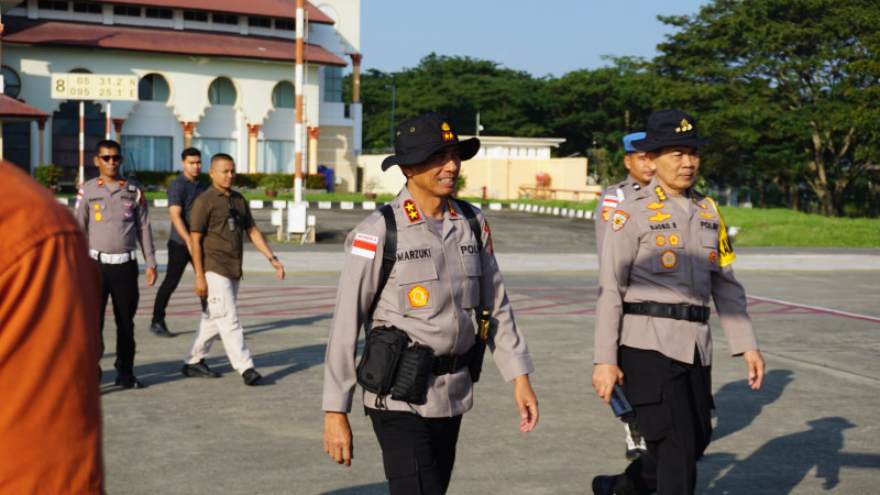 Kapolda Aceh Menuju Aceh Tamiang Hadiri Doa Bersama Dalam Rangka Pematangan Lahan Huntap